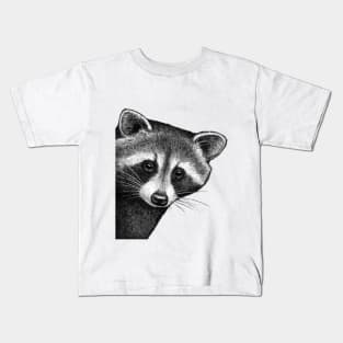 Raccoon peeking out Kids T-Shirt